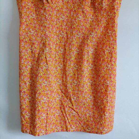 Wild Fable Womens Orange Floral Print Romantic Peasant Mini Dress Plus Size XXL - Picture 3 of 8